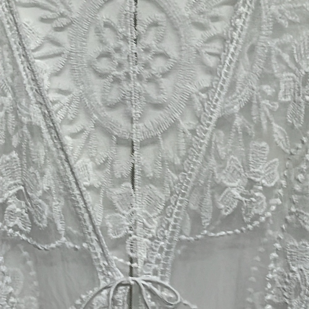 Dizzy Lizzy White Lace Cover Up One Size Boho Sheer Duster - Picture 5 of 10